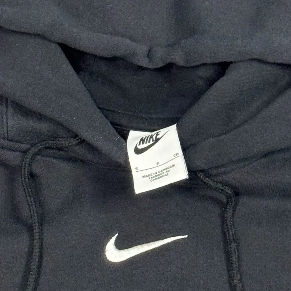 Nike Center Swoosh Hoodie Black Oversized Pullover Y2K Grunge‎ Streetwear Size S - Picture 4 of 6